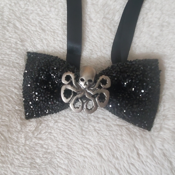 Steampunk octopus mens rhinestones bowtie wedding Halloween black bling groom - Picture 14 of 16